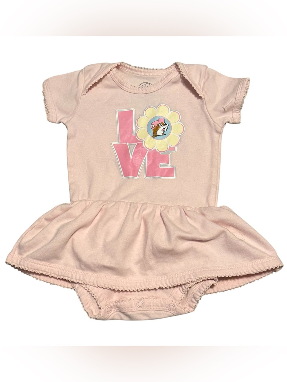 Buc-ee’s Baby Girl Bodysuit Dress 3M LOVE Beaver Graphic Skirt Outfit